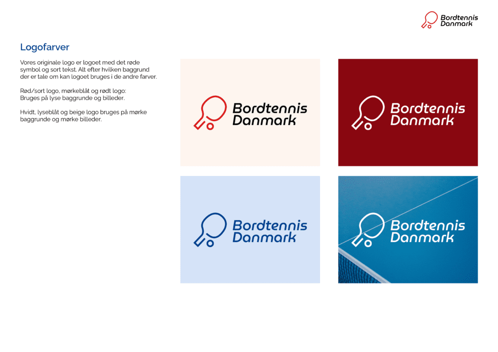 Bordtennis Danmark design guidelines