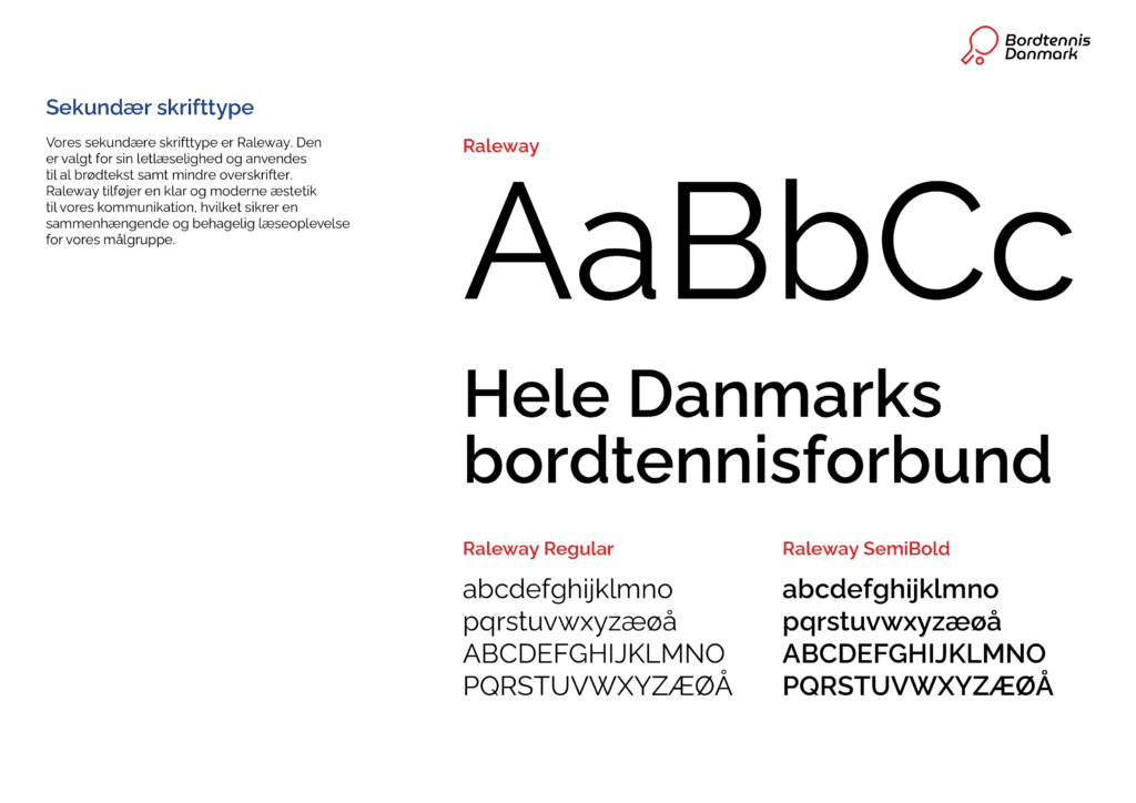 Bordtennis Danmark design guidelines