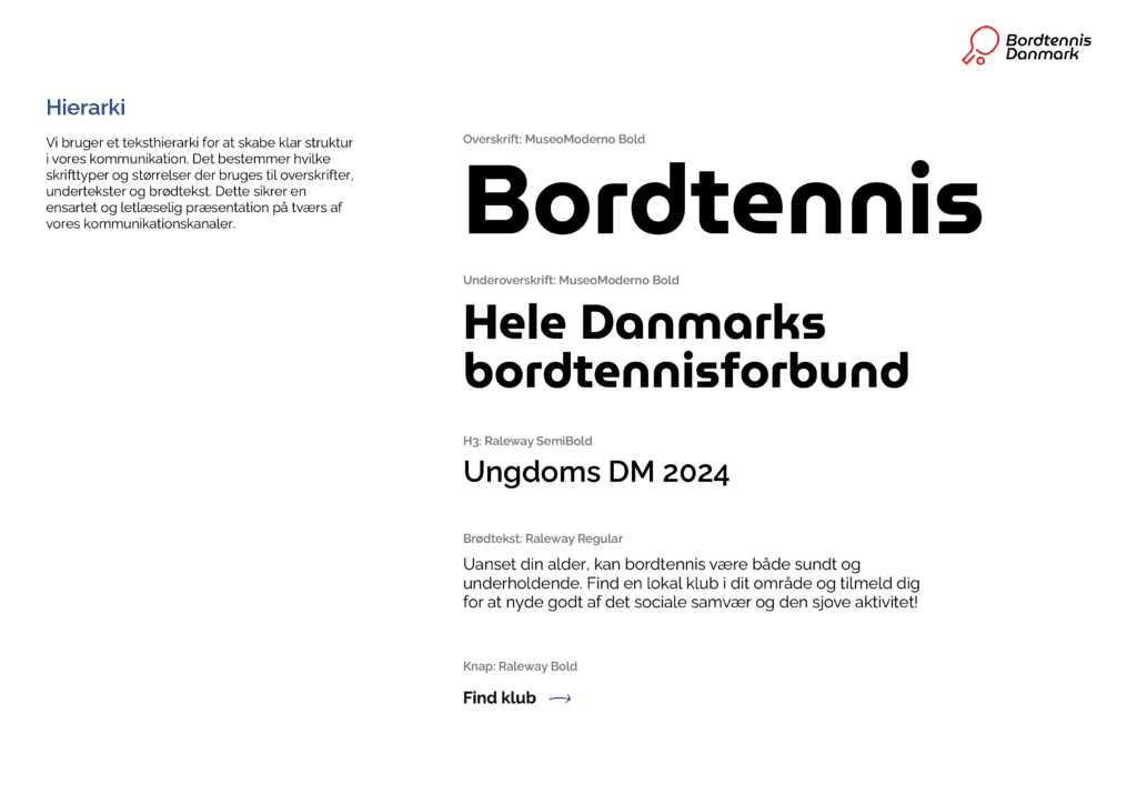 Bordtennis Danmark design guidelines