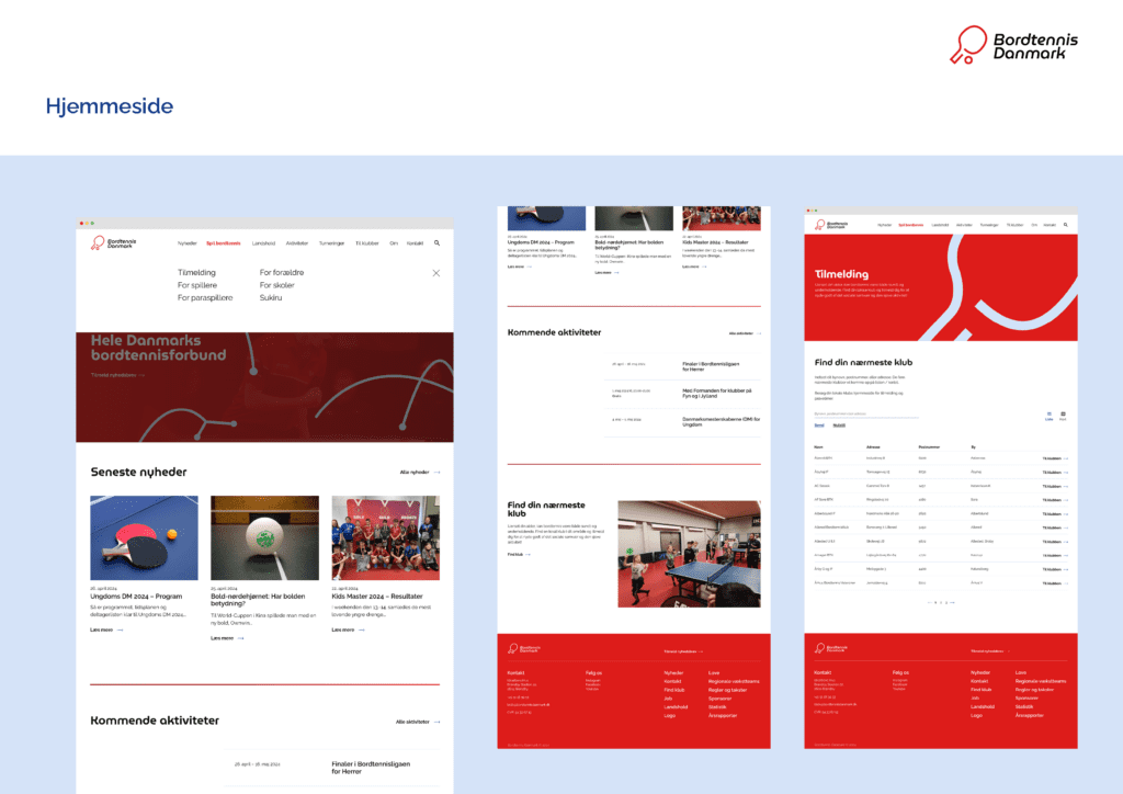 Bordtennis Danmark design guidelines