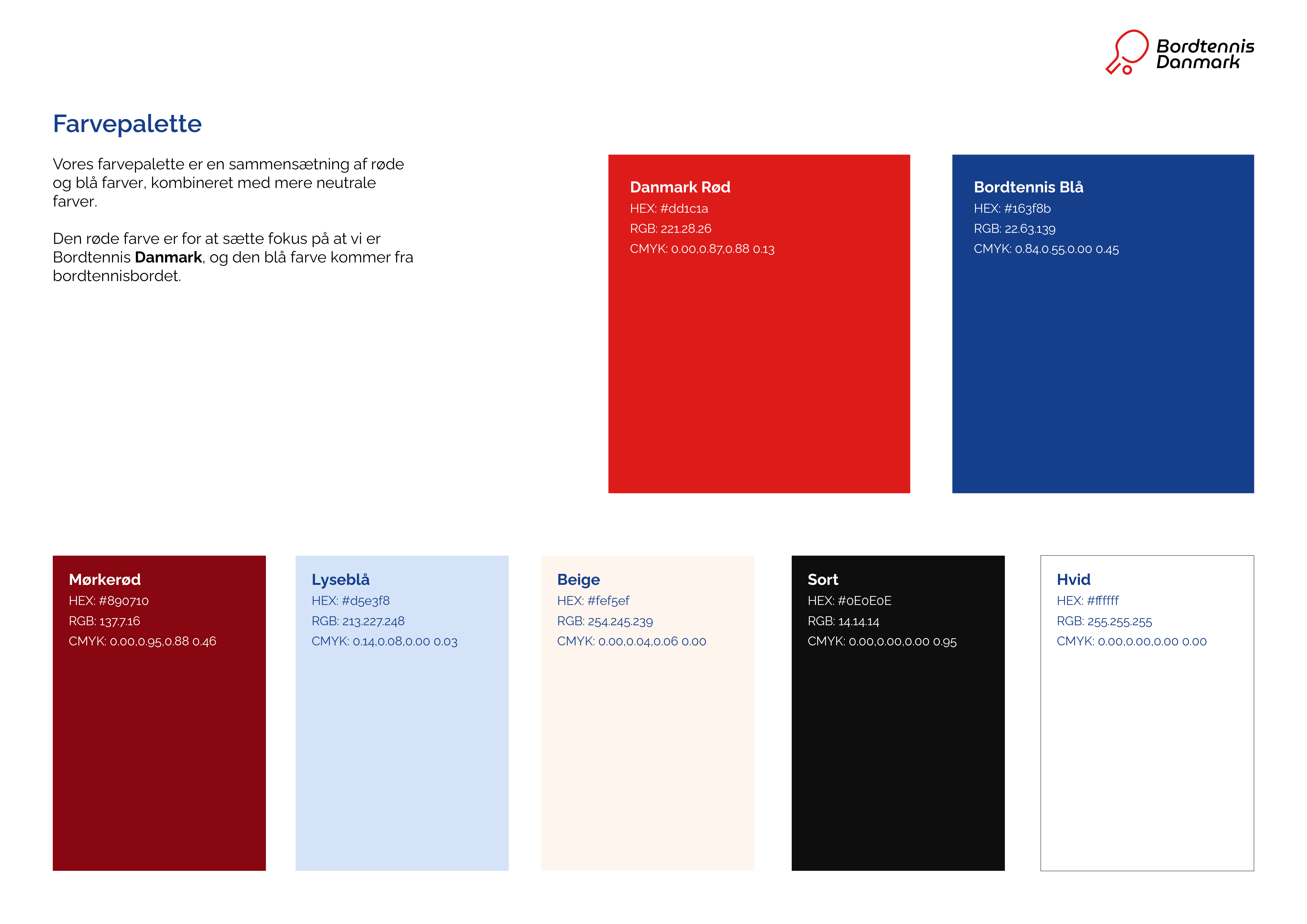 Bordtennis Danmark design guidelines