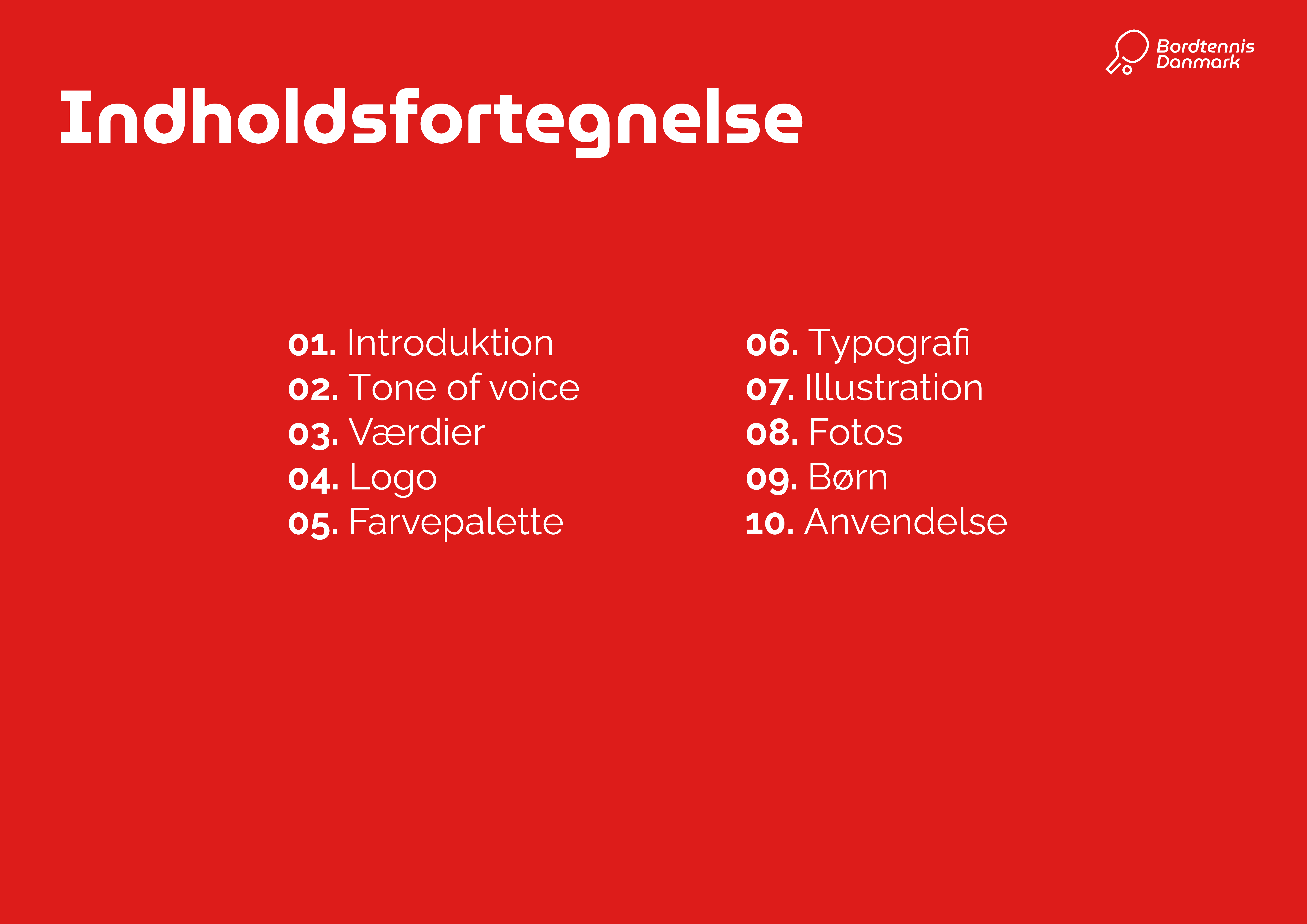 Bordtennis Danmark design guidelines
